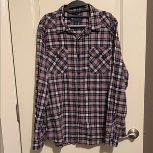 American Rag Red and Blue Plaid Button-Down Shirt